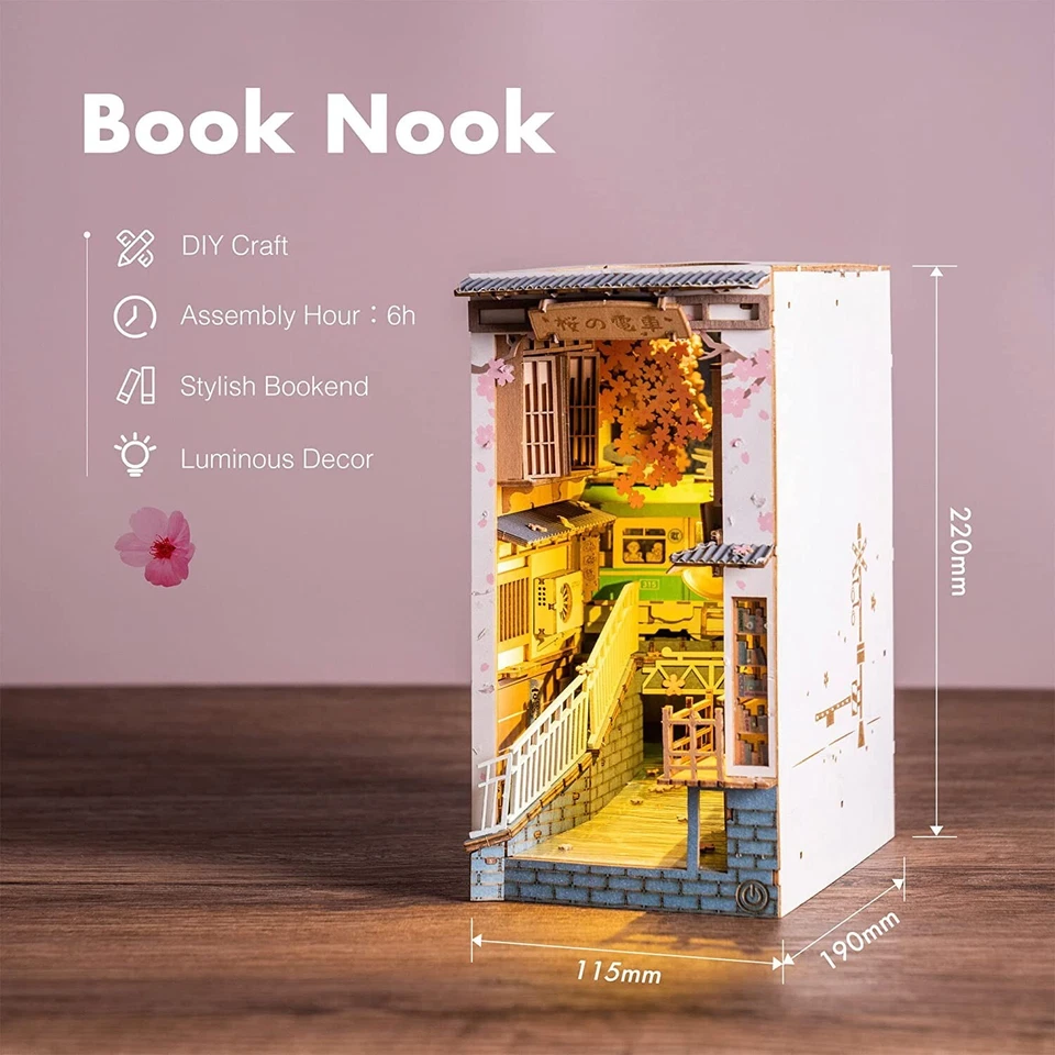Rolife Sakura Densya 3D Holz Puzzle DIY LED Mini Haus Buch Ecke für Erwachsene - Bild 3 von 4