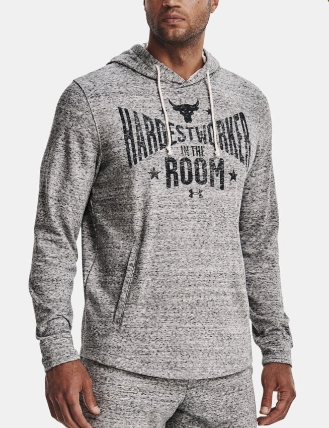 Under Armour Men s Project Rock Terry Hoodie Hardest Worker Sz 2XL