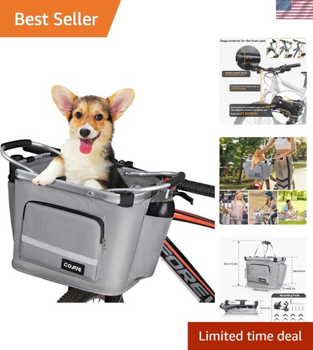 Detachable Bike Basket, Multi-Purpose Bicycle Handlebar Basket for Pet, Shopp...