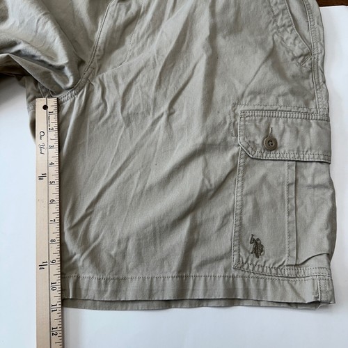 U.S. Polo Assn. Cargo Shorts Relaxed Fit Casual Khaki Beige Mens Size W46 - Picture 11 of 12