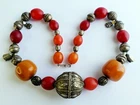 Heavy Ethnic Tribal Necklace Jewelry Vintage Yemenite Bakelite? Faturan? Silver
