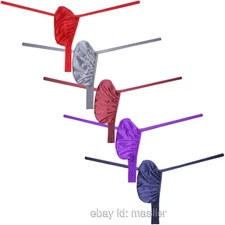 Men Silk Satin String Thong Underwear Push-out Pouch Enhancing Underpants Tangas