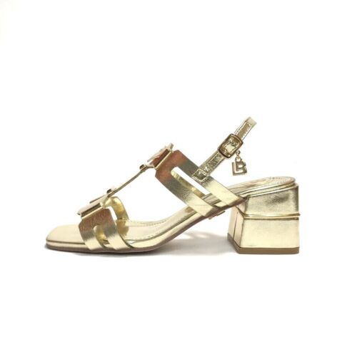 LAURA BIAGIOTTI SCARPE DONNA SANDALI CON TACCO QUADRATO MEDIO 8089 GOLD - Zdjęcie 1 z 6