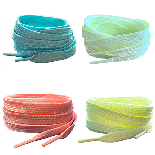 Pastell Glow im Dunkeln farbige flache Schnürsenkel für Kinder Damen Turnschuhe Schuhe - Bild 1 von 25