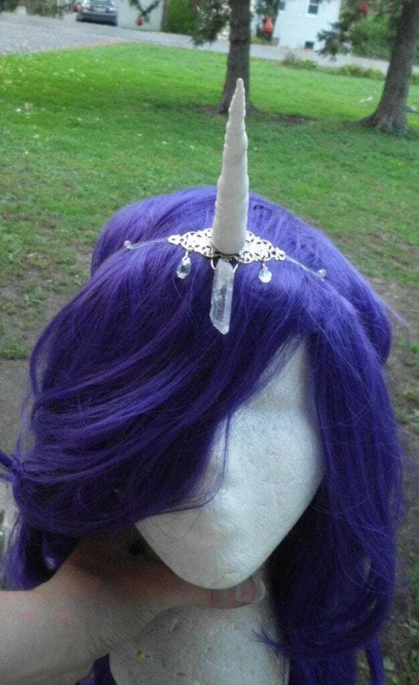 Diadema Cuerno Unicornio Blanco, Cristal, Halloween, Disfraz, Plata Sexy Diosa  Foto 3 de 4