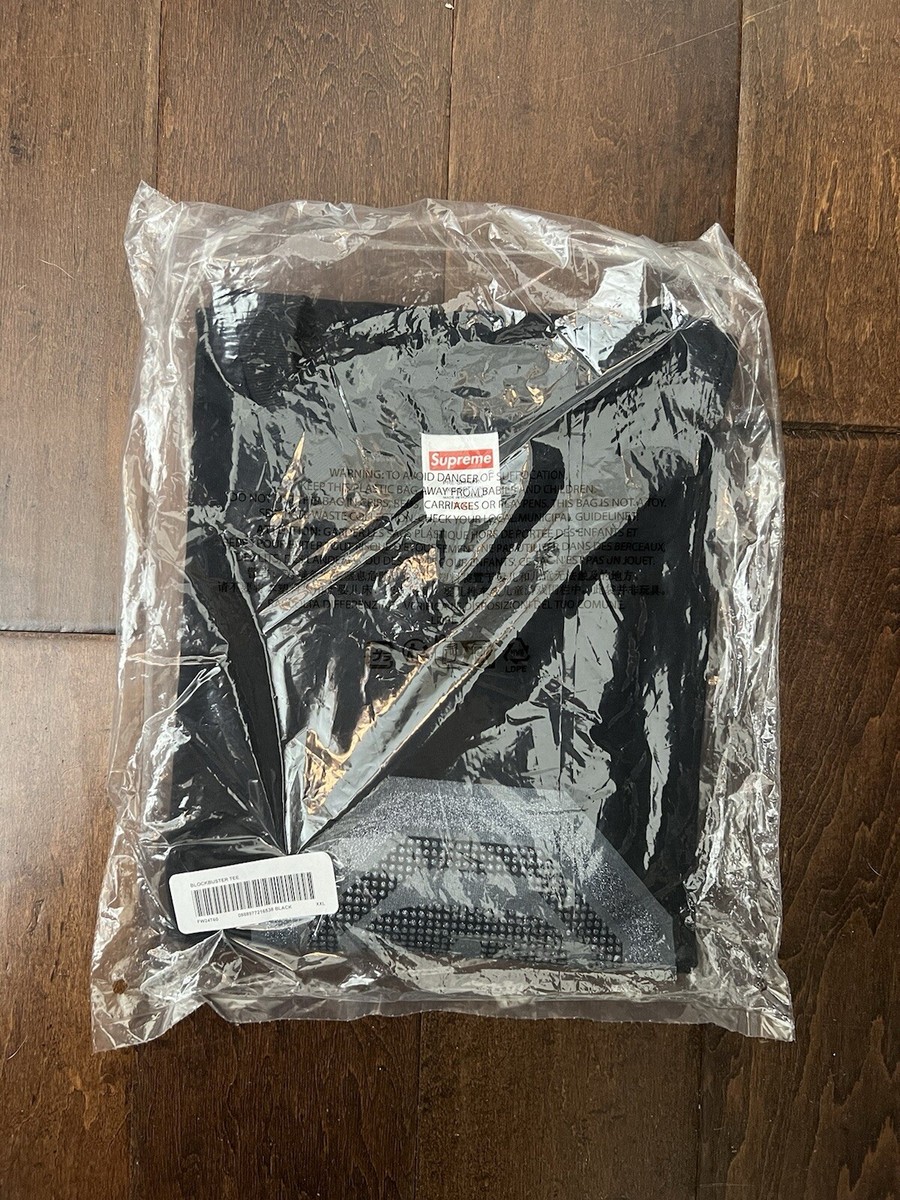 Supreme FW24 Blockbuster Glitter Logo Tee Black Size XXL New