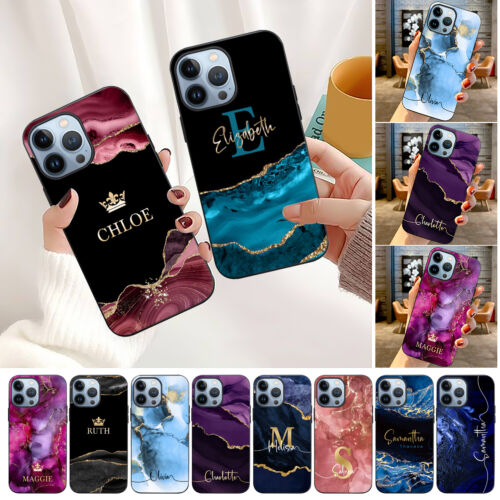 Personalized Case Phone For iPhone 14 Pro Max 13 12 Mini 11 Marble Texture Cover - Afbeelding 1 van 110