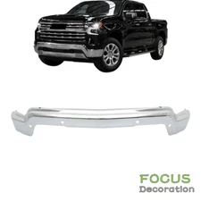 For Chevrolet Silveraro 1500 2022-2024 Chrome Front Bumper Steel W/ Sensor Holes