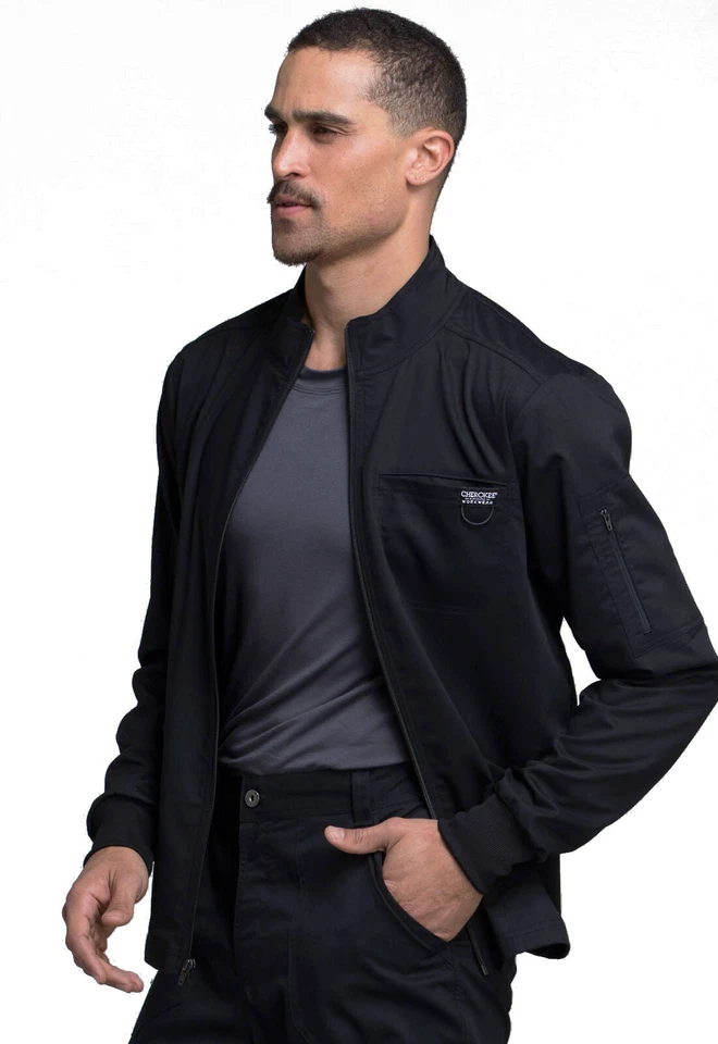 Cherokee Workwear Jacket WW320 BLK Black Revolution Men Zip Front Free Shipping - Image 3 of 4