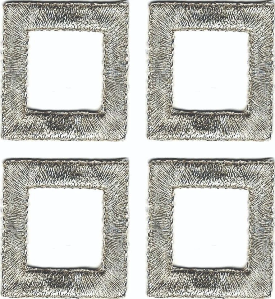 Silver Rectangle Patch (1 1/4" in) Cut out Embroidered Iron on Sew on Lot of 12 - Image 2 of 2