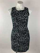 J. Crew Black Green Leopard Cheetah Animal Print Sheath Dress 2 Excellent