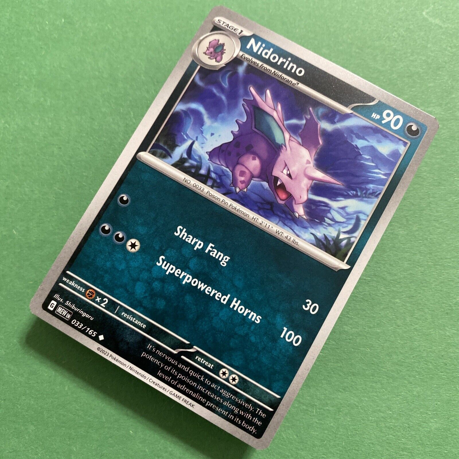 2023 Pokémon 151 Nidorino 33 /165 English TCG Base Card