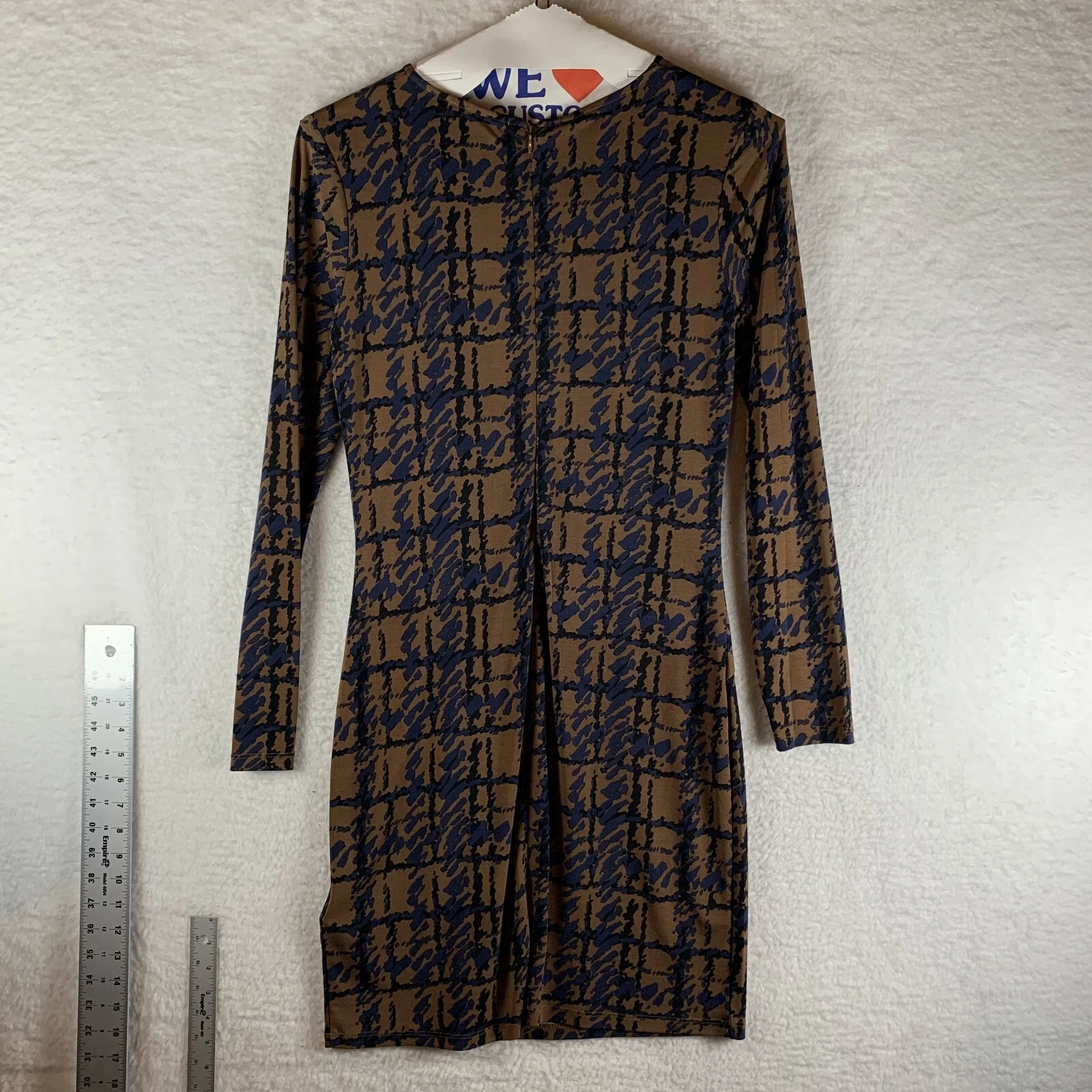 Michael Kors abito tubino donna M marrone geometrico elasticizzato ritorto davanti 7953