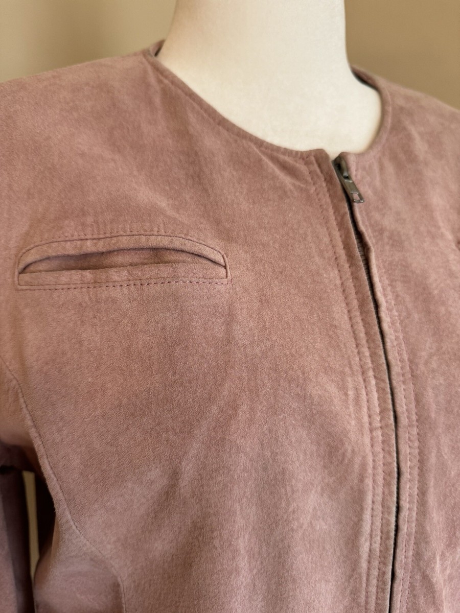 ジャケット・アウター 90s Euro Suede Leather Sports Blouson Vintage 1990s Genuine Leather Suede Zip Jacket - Size L