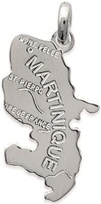 Pendentif Argent 925 Martinique – Bijou Mixte Femme Homme – Design Carte Île Authentique