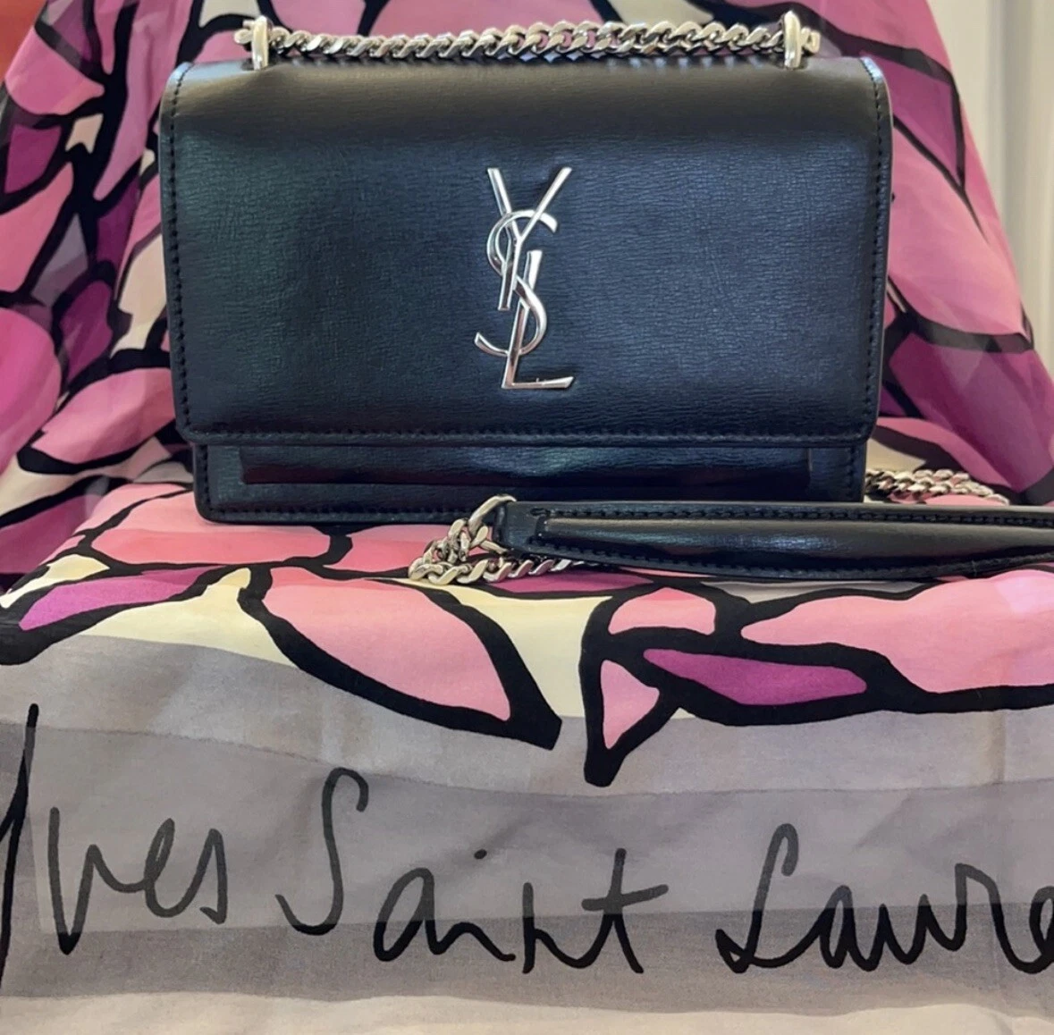 YSL Saint Laurent Sunset Small Crossbody Handbag.