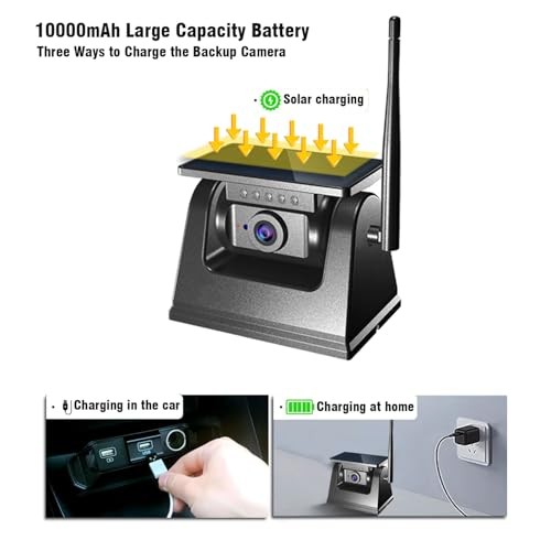 WiFi Magnetic Solar Wireless Backup Camera, 10000mAh Rechargeable 1080P Rear - Picture 4 of 6
