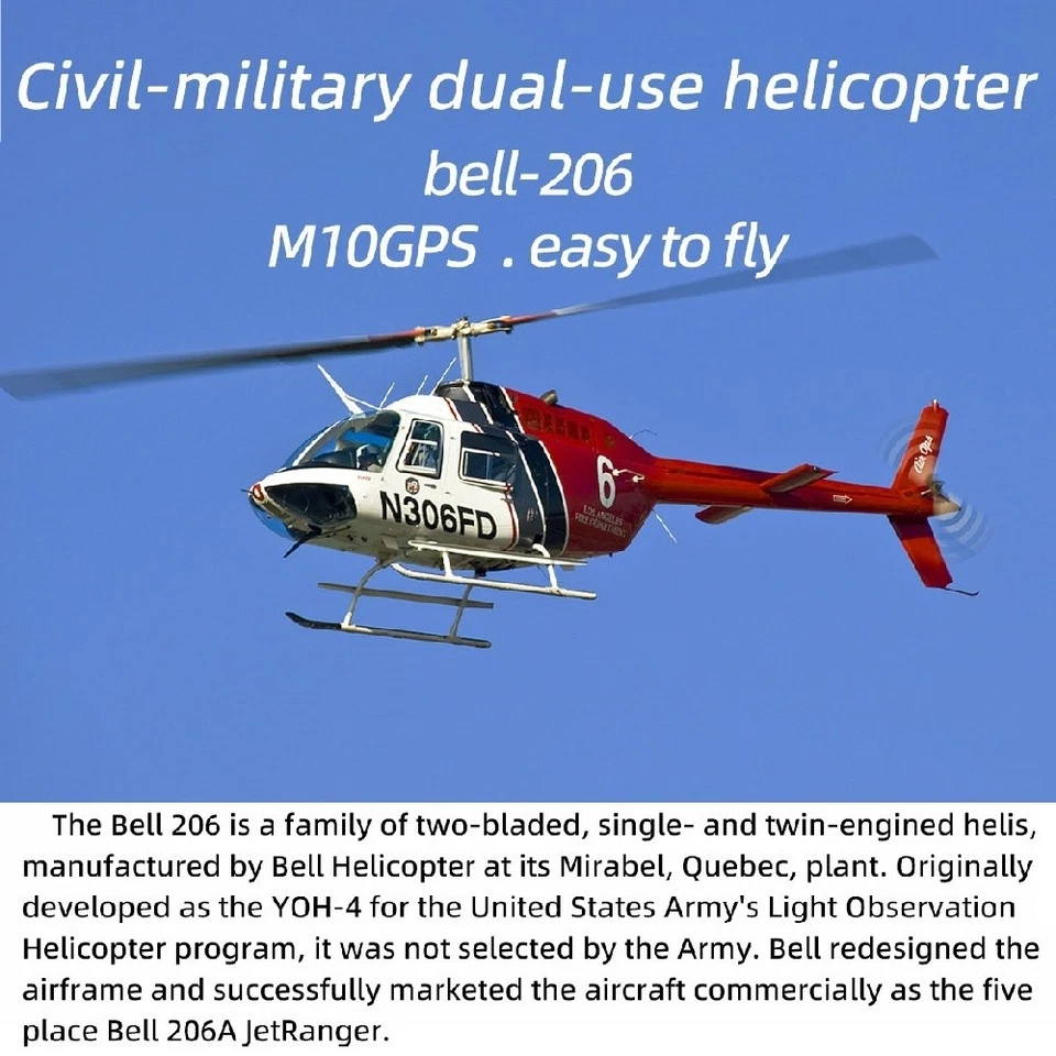 Fly Wing Bell 206 V3 6CH GPS 3D 4 Blades Metal Rotor RC RTF Helicopter AU Plug - Image 2 of 4