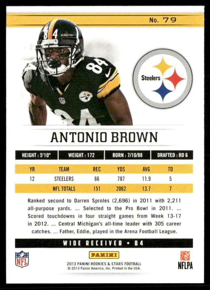 2013 Panini Rookies & Stars Longevity Antonio Brown #79 - Image 2 of 2
