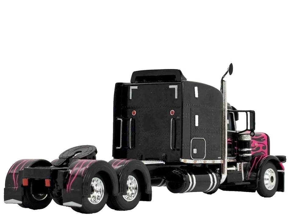 1/64 DCP BLACK/PINK PETERBILT 389 W/ 63" MID ROOF SLEEPER W/ WHALE TAIL - Image 2 of 4