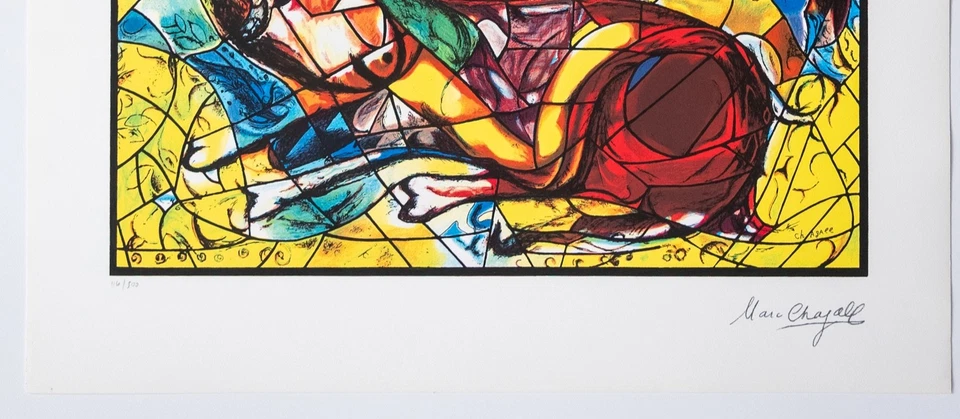 Marc Chagall Naphtali Fenster GROßER ORIGINAL SIEBDRUCK limitiert nummeriert - Bild 2 von 3