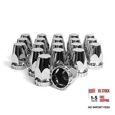 Pack Flat Top Lug Nut Covers, 33mm by 2-3/4" Thread On Chrome Nut Cover Caps 20