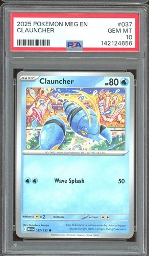 Pokemon TCG Mega Evolution Base Set #037 Clauncher PSA 10 Tomokazu Komiya