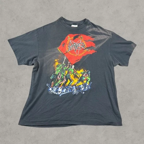 Slayer Shirt Mens XL Black World Sacrifice Tour 1980s vintage concert t-shirt, vintage, size XL, single stitch, B+ condition