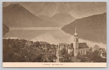 Vintage Vitznau Switzerland Photochrome Postcard Scenic Lake View
