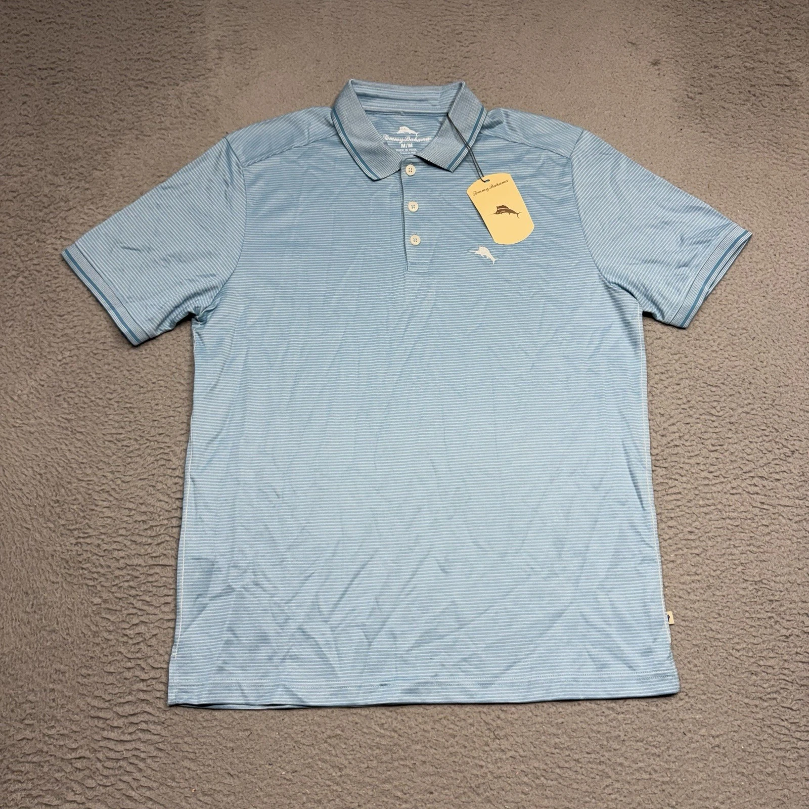 Tommy Bahama Polo Shirt Men Medium Blue White Striped Cotton Blend Beach
Opens in a new window or ta