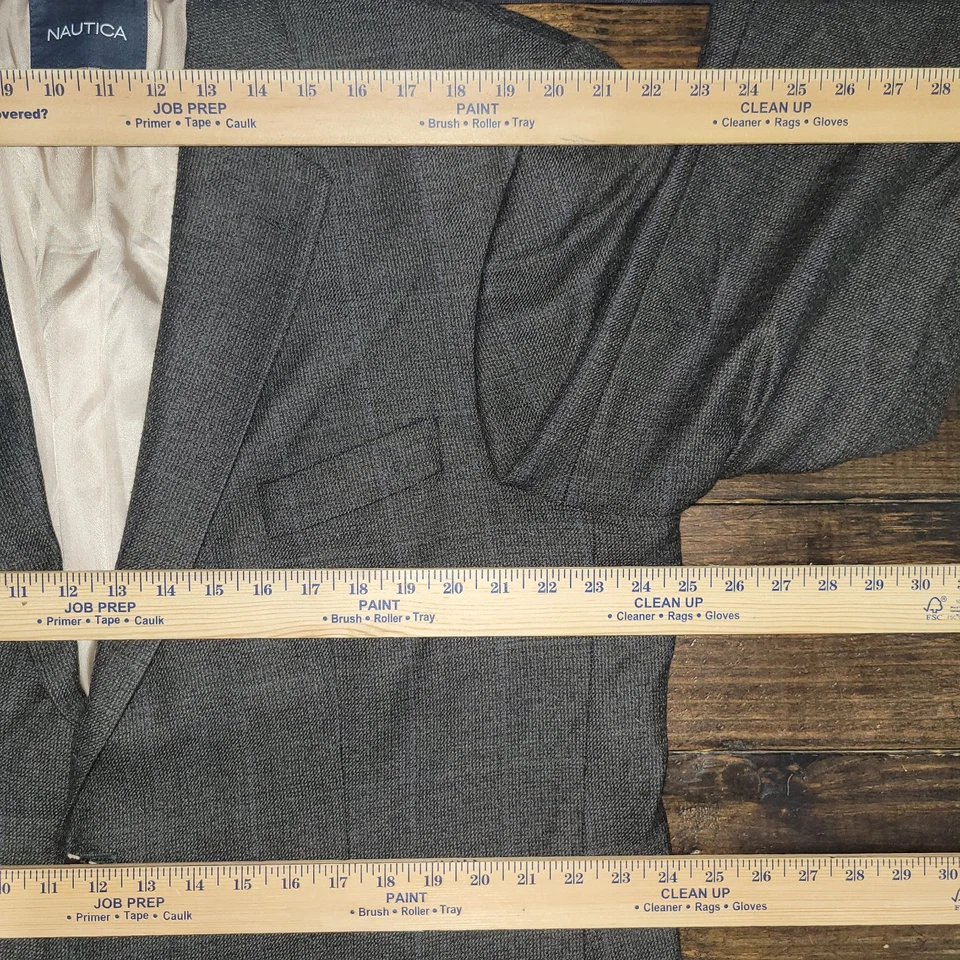 Abrigo Blazer Deportivo de Franela para Hombre Nautica Dos Botones Marrón A Cuadros Lana Cachemira 48L Foto 3 de 4