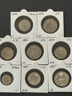 8 monete argento Serbia 1879 1915 in ss vz 1x50 para 4x1 dinaro 3x2 dinari
