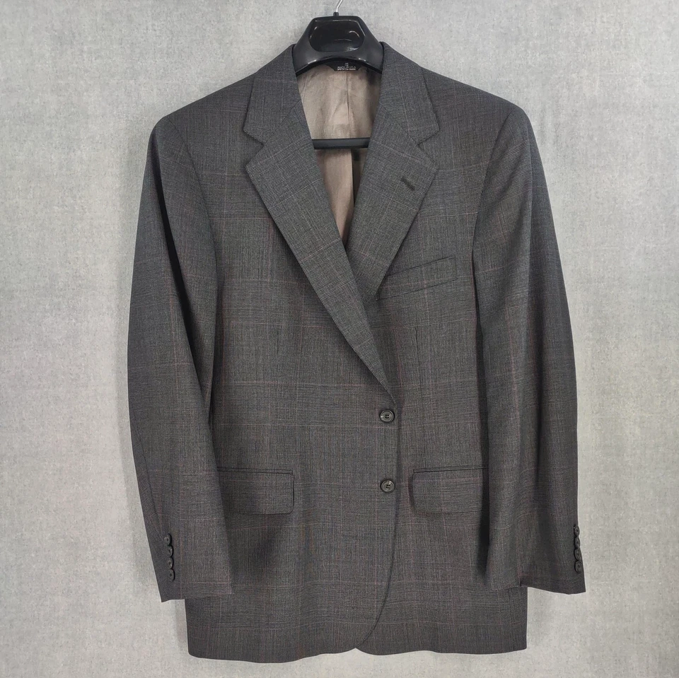 Traje Polo University Club Ralph Lauren Para Hombre 42R 38x32 Gris Lana Glen Cuadros a Cuadros Foto 2 de 4