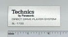 Technics SL-1700 Turntable Logo Badge