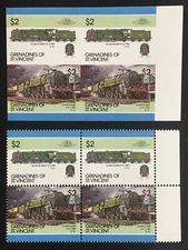 Rare Grenadines of St. Vincent 1986 $2 SG455 - SG456 Imperf Block of 4 MNH
