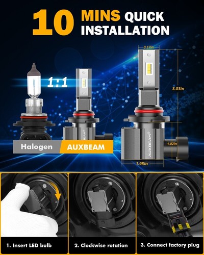 AUXBEAM 9005+H11+H11 LED Headlight Fog Light Bulb White For Honda CR-V 2015-2023 - Picture 4 of 12