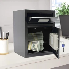 Digital Safe Box Deposit Safe with Drop Slot Passwords & Keys For Home Office US