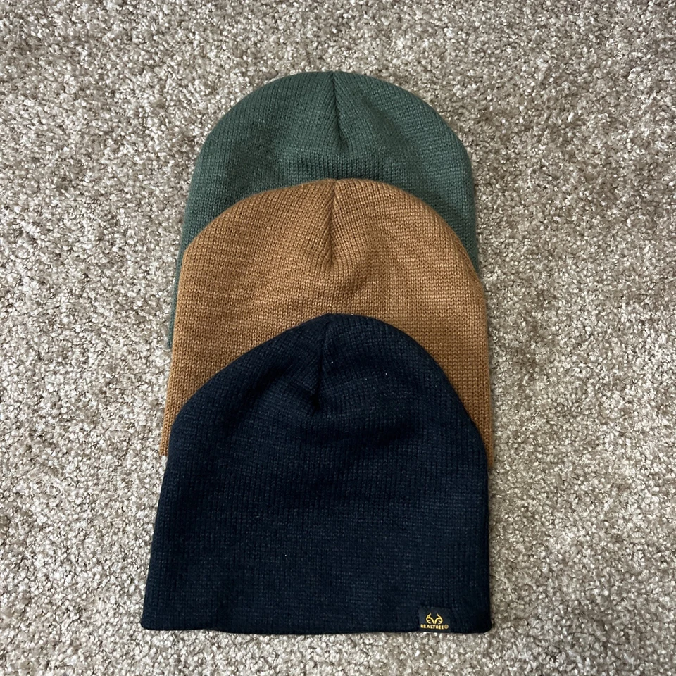 Realtree Beanies Acrylic Lot Of 3 Green Black Brown - Image 3 of 4
