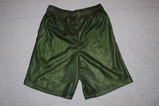Boys Athletic Shorts BLACK MESH NET OUTER Lime Green Lining 2 POCKETS Size S 6-7