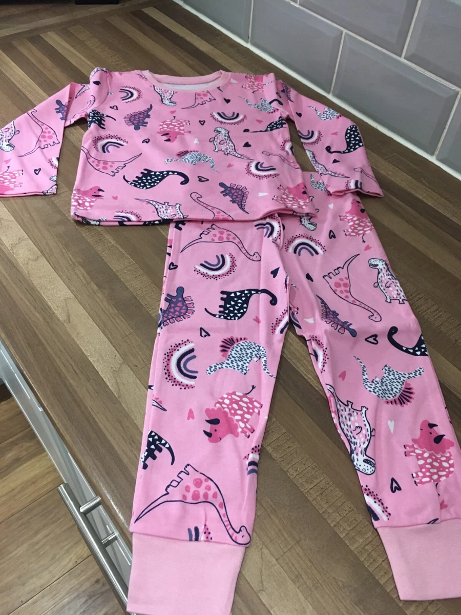 Girls Dunnes Store Dino Print Long Sleeve 2 Piece Pyjamas Size 18