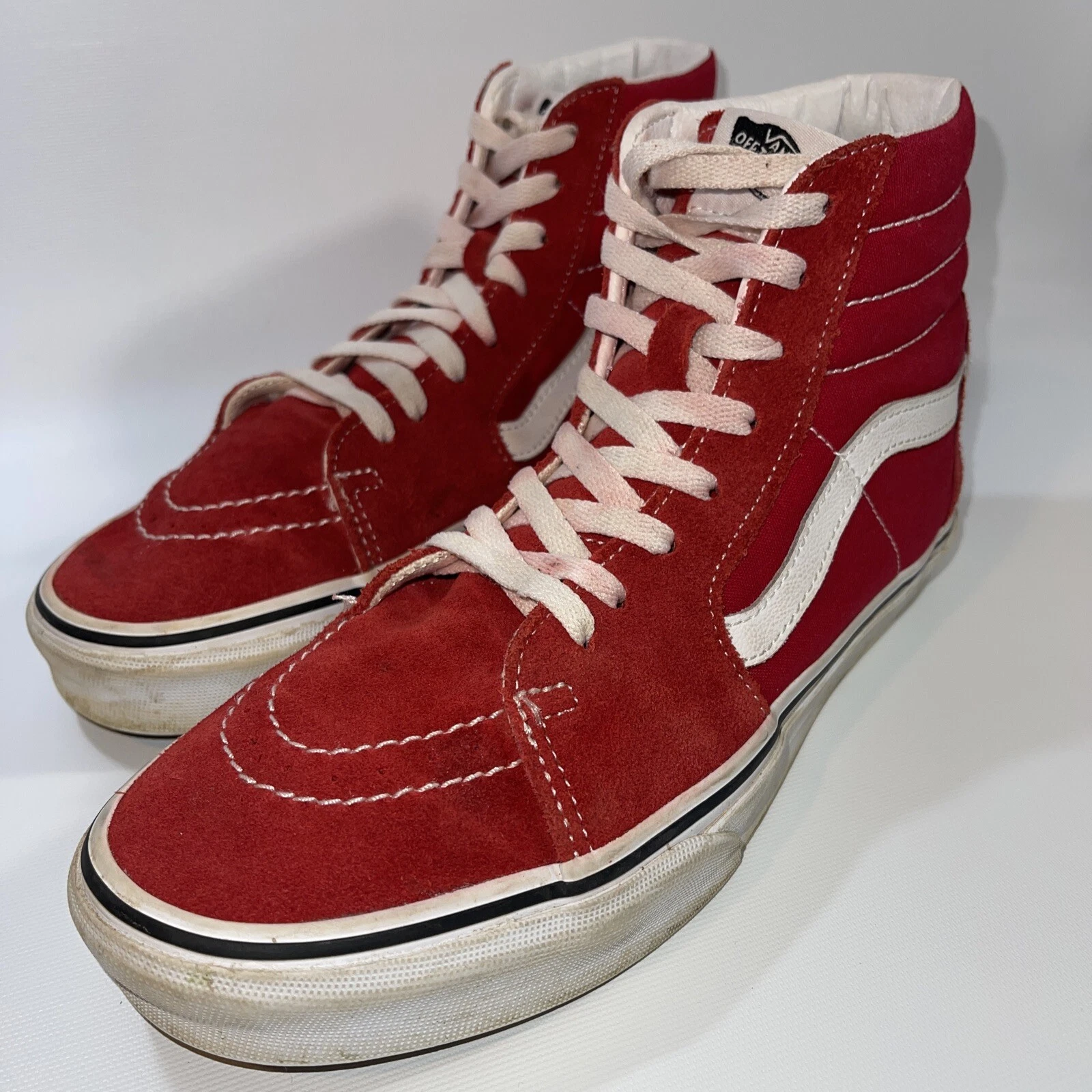 VANS Off The Wall Shoe Red High Top Unisex US Men 8.0 Woman 9.5 GREAT SHAPE