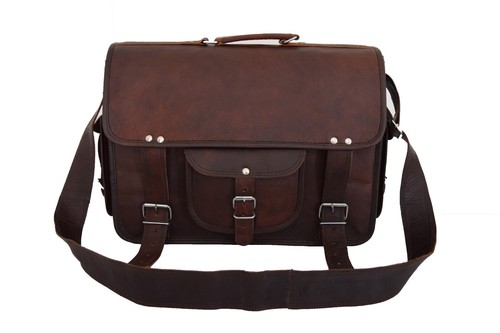 Sac Messager En Cuir Véritable Italien - Marron, Taille Medium, Style Classique Et Robustesse