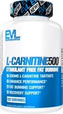 Evlution Nutrition L-Carnitine500 - Simulant Free Fat Burner - 120 Servings