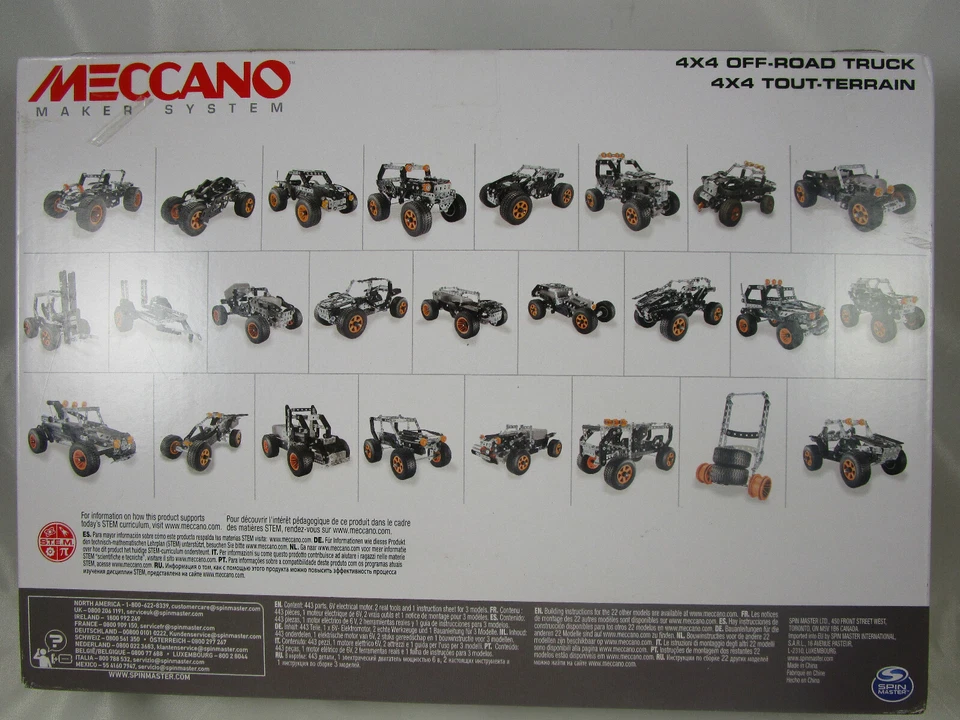 Meccano by Erector 4x4 OFF-ROAD TRUCK 25 Model Building Set 443 piece STEM toy - Image 2 of 4