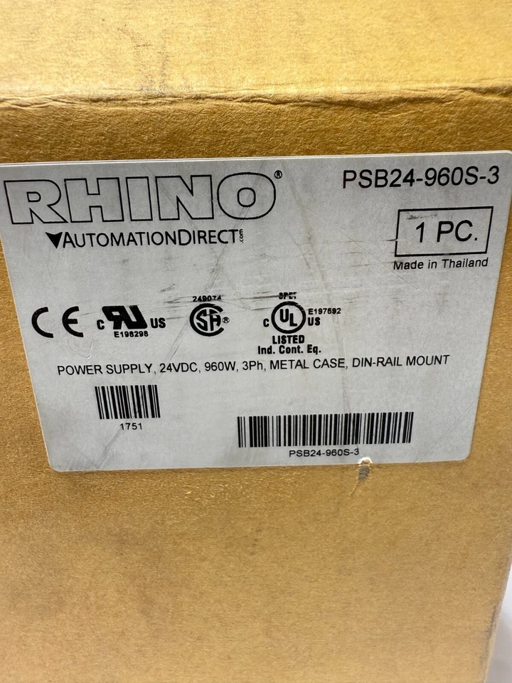 RHINO PSB24-960S-3 Power Supply, 3 PH 480VAC Input, 24 VDC @ 40A/960W Output - Image 2 of 4