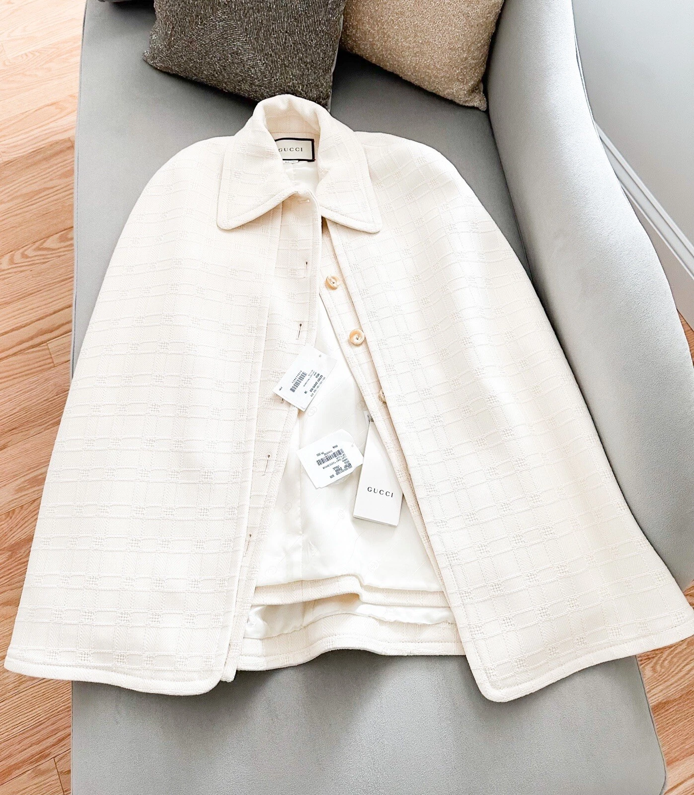 Gilet in tweed rimovibile Gucci con mantello rimovibile