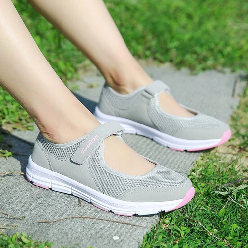 Women's Mary Jane Shoes Sport Lightweight Magic Tape Walking Non-slip Sneakers - Picture 36 of 43
