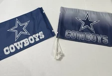 2 Dallas Cowboys Car Flag Window Set Blue Silver 17"x11" Star Football Truck Lot