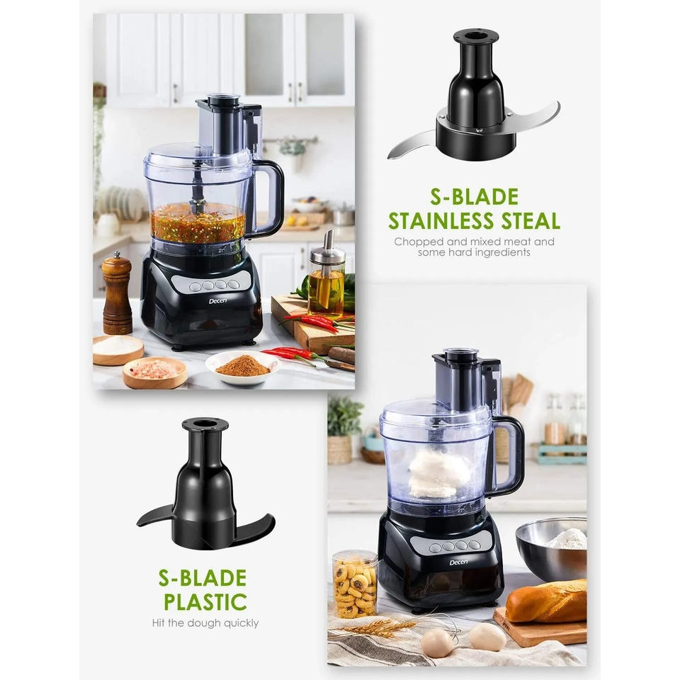 Decen Compact Food Processor Multifunctional 2L Electric Food Chopper
