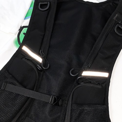 Black Vest Chest Packs Hip-hop Nylon Rig Bag Function Storage Backpack - Picture 9 of 12